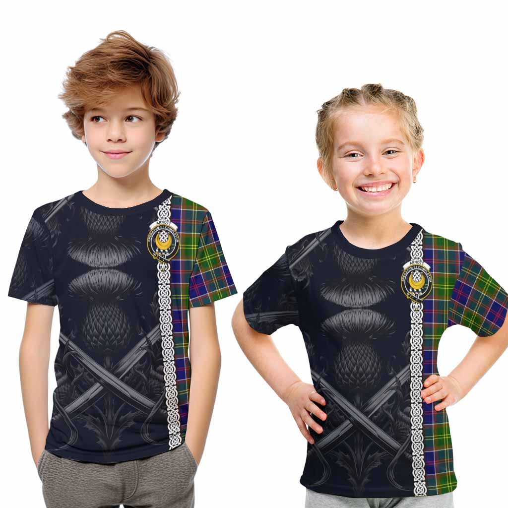 Arnott Tartan Kid T-Shirt with Family Crest Cross Sword Thistle Celtic Vibes Youth XL Size14 - Tartan Vibes Clothing