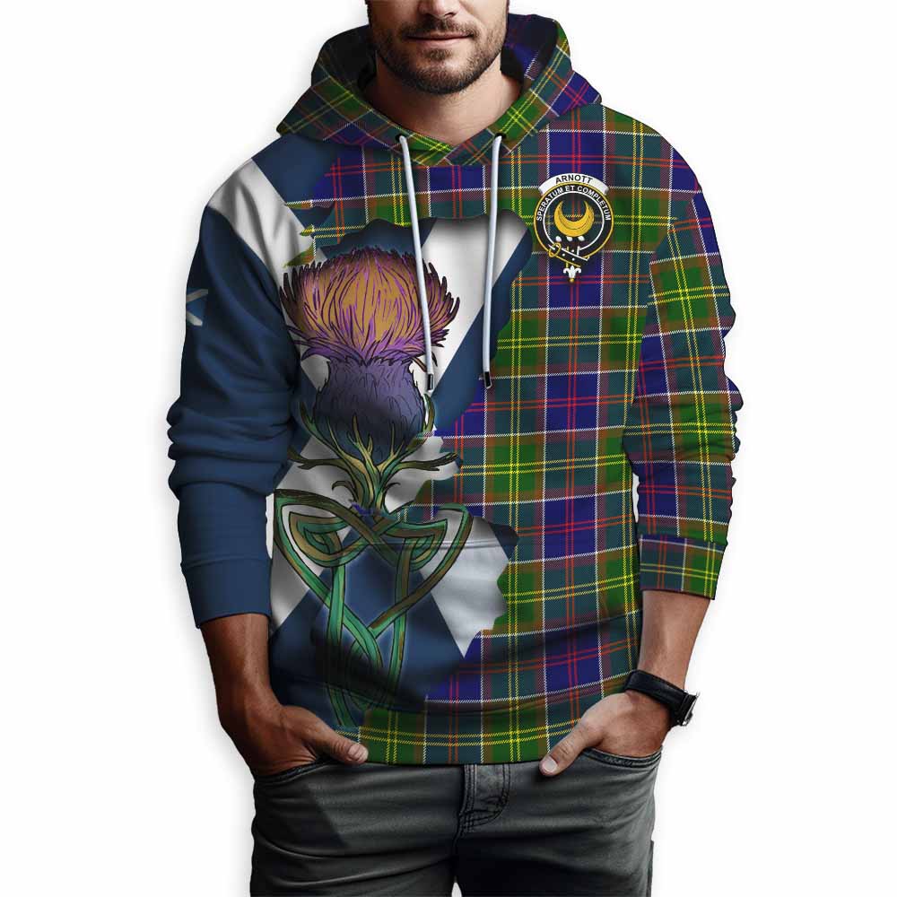 Tartan Vibes Clothing Arnott Tartan Family Crest Hoodie Scottish Thistle Celtic Inspired