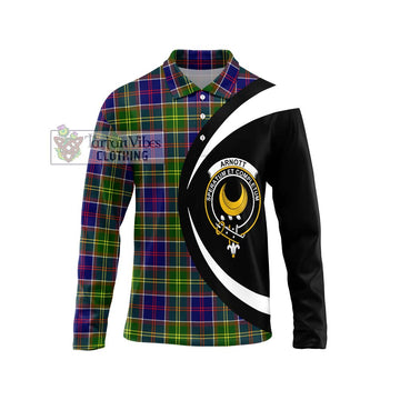 Arnott Tartan Long Sleeve Polo Shirt with Family Crest Circle Style Unisex - Tartan Vibes Clothing