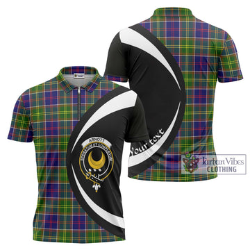 Arnott Tartan Zipper Polo Shirt with Family Crest Circle Style Unisex - Tartan Vibes Clothing