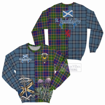 Arnott Tartan Sweatshirt Happy St. Andrew's Day Half Tartan Style Unisex - Tartan Vibes Clothing
