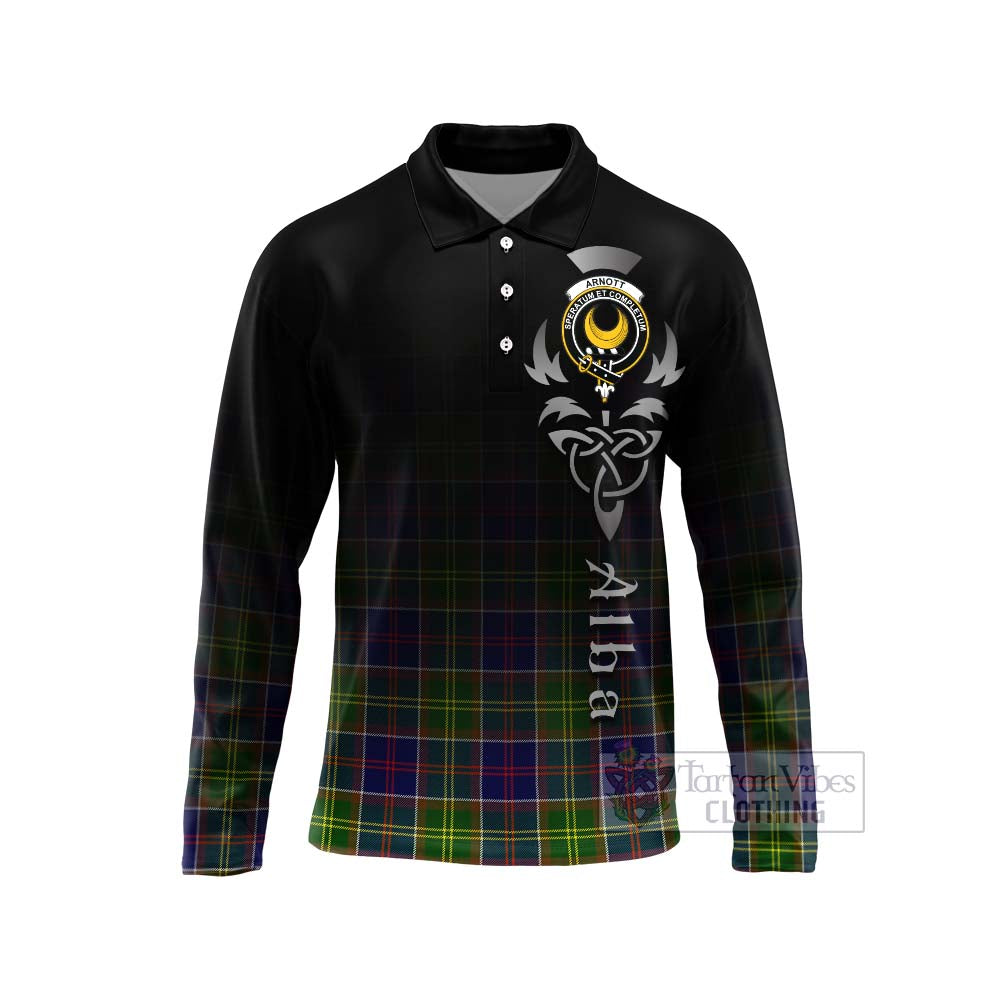 Arnott Tartan Long Sleeve Polo Shirt Featuring Alba Gu Brath Family Crest Celtic Inspired Unisex - Tartan Vibes Clothing