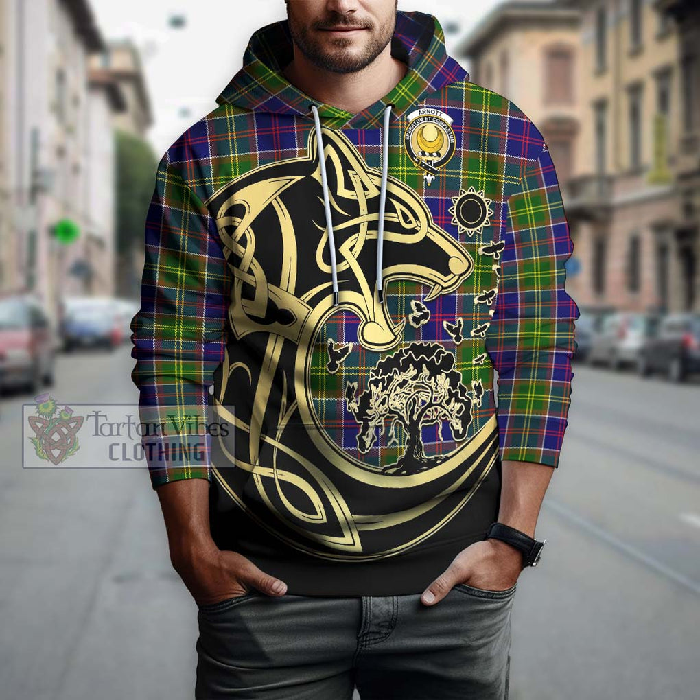 Arnott Tartan Hoodie with Family Crest Celtic Wolf Style Zip Hoodie - Tartan Vibes Clothing