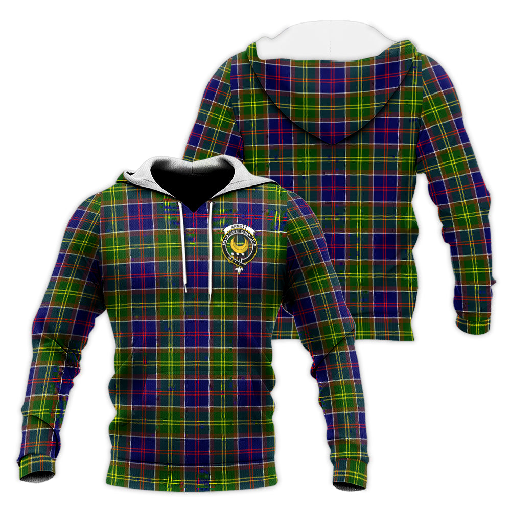 Arnott Tartan Knitted Hoodie with Family Crest Unisex Knitted Pullover Hoodie - Tartan Vibes Clothing