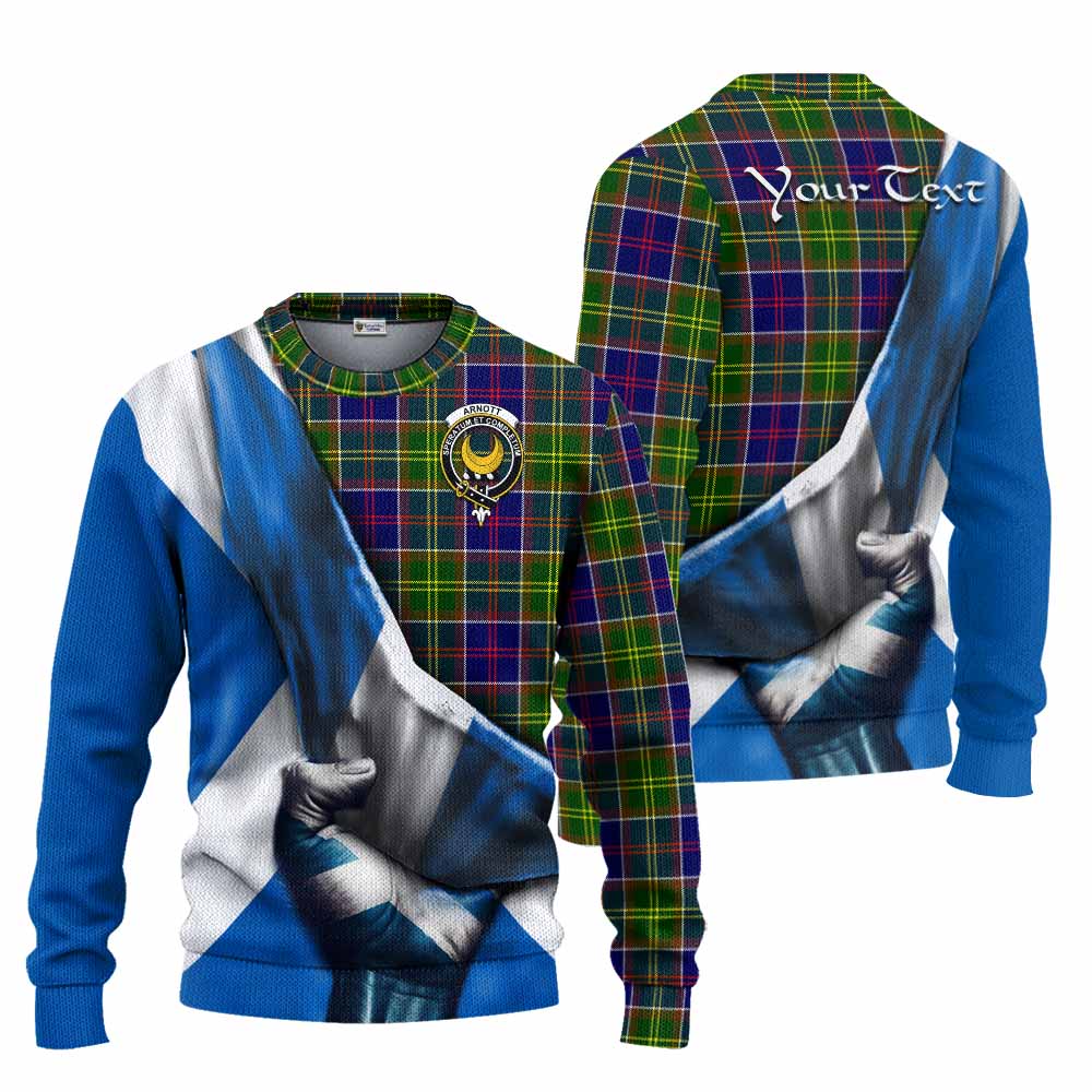 Arnott Tartan Knitted Sweater with Family Crest Scotland Patriotic Style Unisex - Tartan Vibes Clothing