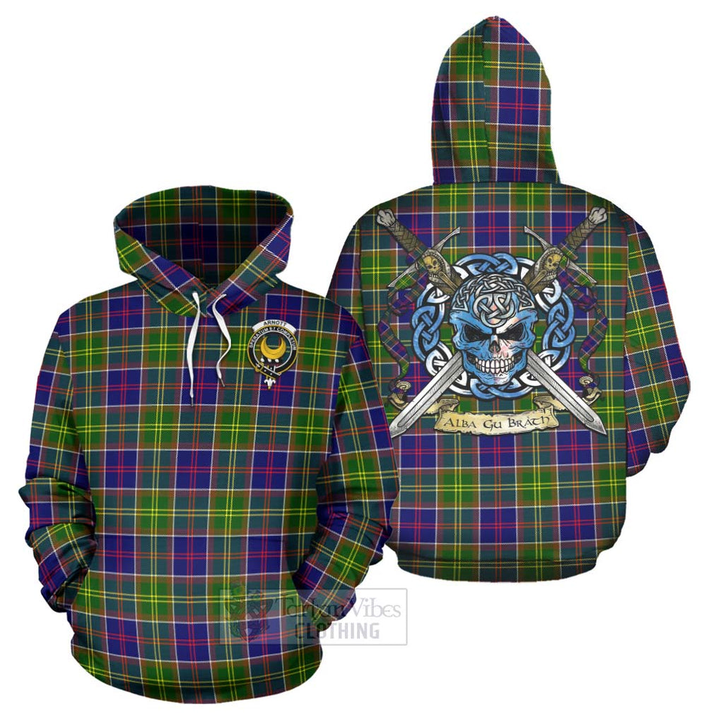 Arnott Tartan Hoodie with Family Crest Celtic Skull Style Zip Hoodie - Tartan Vibes Clothing