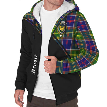 Arnott Tartan Sherpa Hoodie with Family Crest Curve Style Unisex - Tartan Vibes Clothing