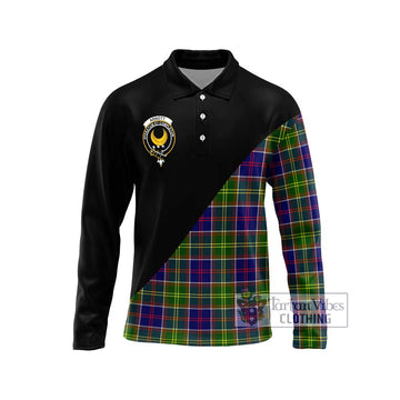 Arnott Tartan Long Sleeve Polo Shirt with Family Crest and Military Logo Style Unisex - Tartan Vibes Clothing