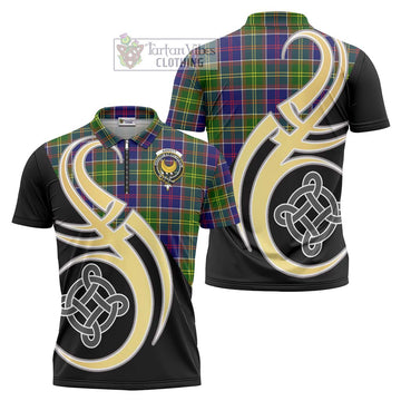 Arnott Tartan Zipper Polo Shirt with Family Crest and Celtic Symbol Style Unisex - Tartan Vibes Clothing