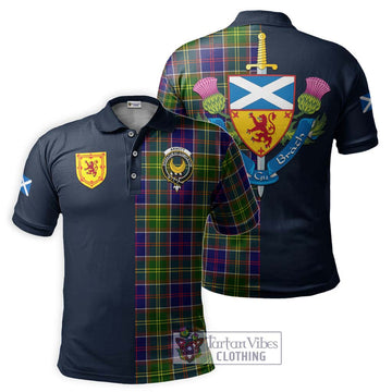 Arnott Tartan Polo Shirt Alba with Scottish Lion Royal Arm Half Style Kid - Tartan Vibes Clothing