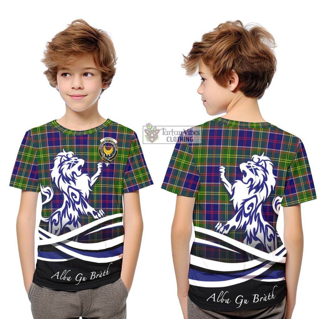 Arnott Tartan Kid T-Shirt with Alba Gu Brath Regal Lion Emblem Youth XL Size14 - Tartan Vibes Clothing
