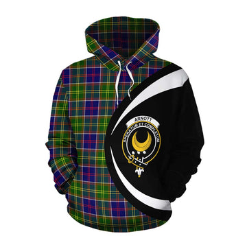 Arnott Tartan Cotton Hoodie with Family Crest Circle Style Pullover Hoodie XS - Tartan Vibes Clothing