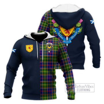 Arnott Tartan Knitted Hoodie Alba with Scottish Lion Royal Arm Half Style Unisex Knitted Pullover Hoodie - Tartan Vibes Clothing