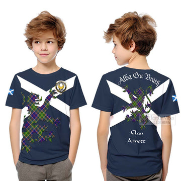 Arnott Tartan Lion Rampant Kid T-Shirt Proudly Display Your Heritage with Alba Gu Brath and Clan Name Youth XL Size14 - Tartan Vibes Clothing
