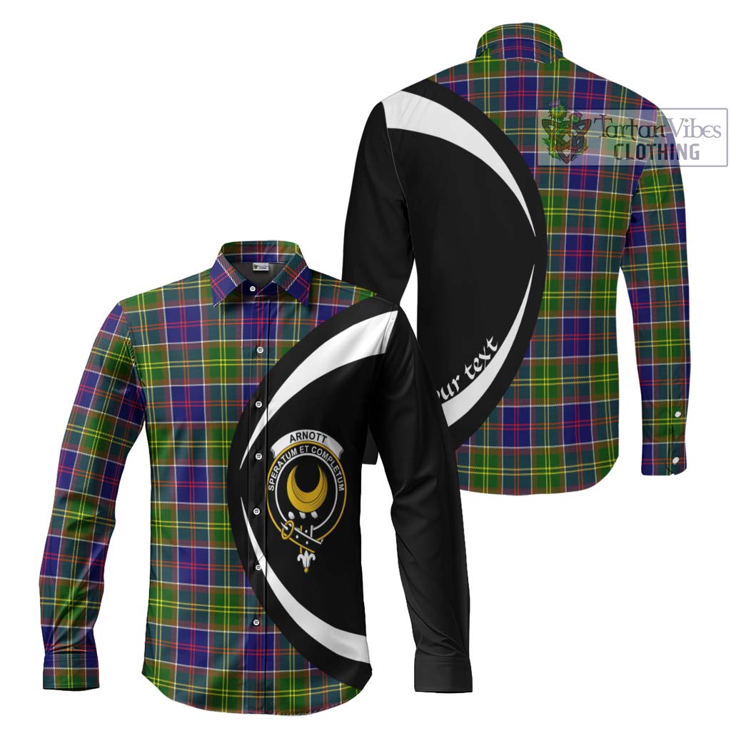 Arnott Tartan Long Sleeve Button Up with Family Crest Circle Style Men's Shirt S - Tartan Vibes Clothing