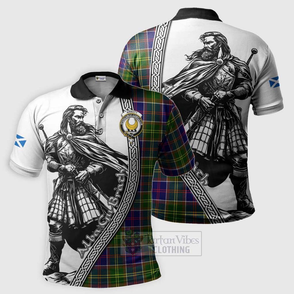 Tartan Vibes Clothing Arnott Tartan Clan Crest Polo Shirt with Highlander Warrior Celtic Style