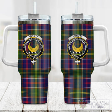 Arnott Tartan Tumbler with Handle with Family Crest One Size 40 OZ - Tartan Vibes Clothing