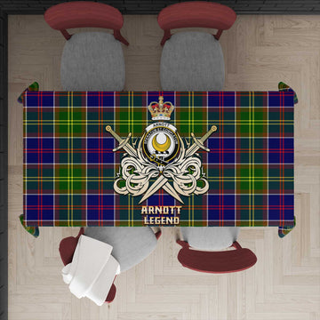 Arnott Tartan Tablecloth with Clan Crest and the Golden Sword of Courageous Legacy