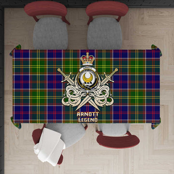Arnott Tartan Tablecloth with Clan Crest and the Golden Sword of Courageous Legacy - Tartan Vibes Clothing