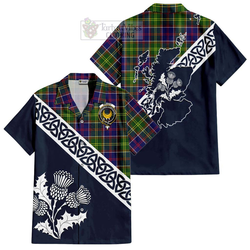 Arnott Tartan Hawaiian Shirt Featuring Thistle and Scotland Map Kid - Tartan Vibes Clothing