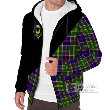 Arnott Tartan Sherpa Hoodie with Family Crest and Military Logo Style Unisex S - Tartan Vibes Clothing