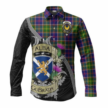 Arnott Tartan Family Crest Long Sleeve Button Shirt Lion Rampant Royal Thistle Shield Celtic Inspired Men's Shirt S - Tartan Vibes Clothing