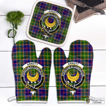 Arnott Tartan Combo Oven Mitt & Pot-Holder with Family Crest Combo 2 Oven Mitt & 1 Pot-Holder Black - Tartan Vibes Clothing