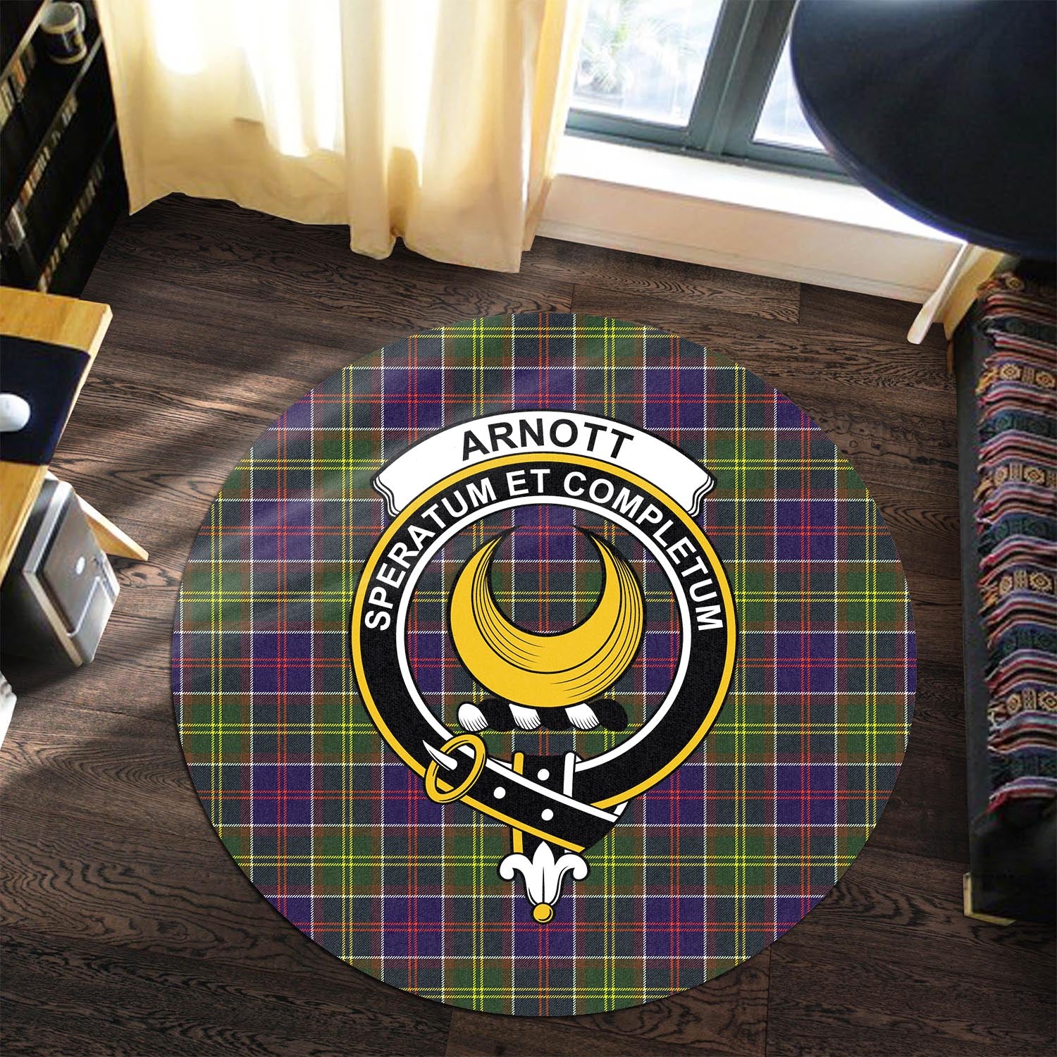 Arnott Tartan Round Rug with Family Crest Premium Round Rug - Tartan Vibes Clothing
