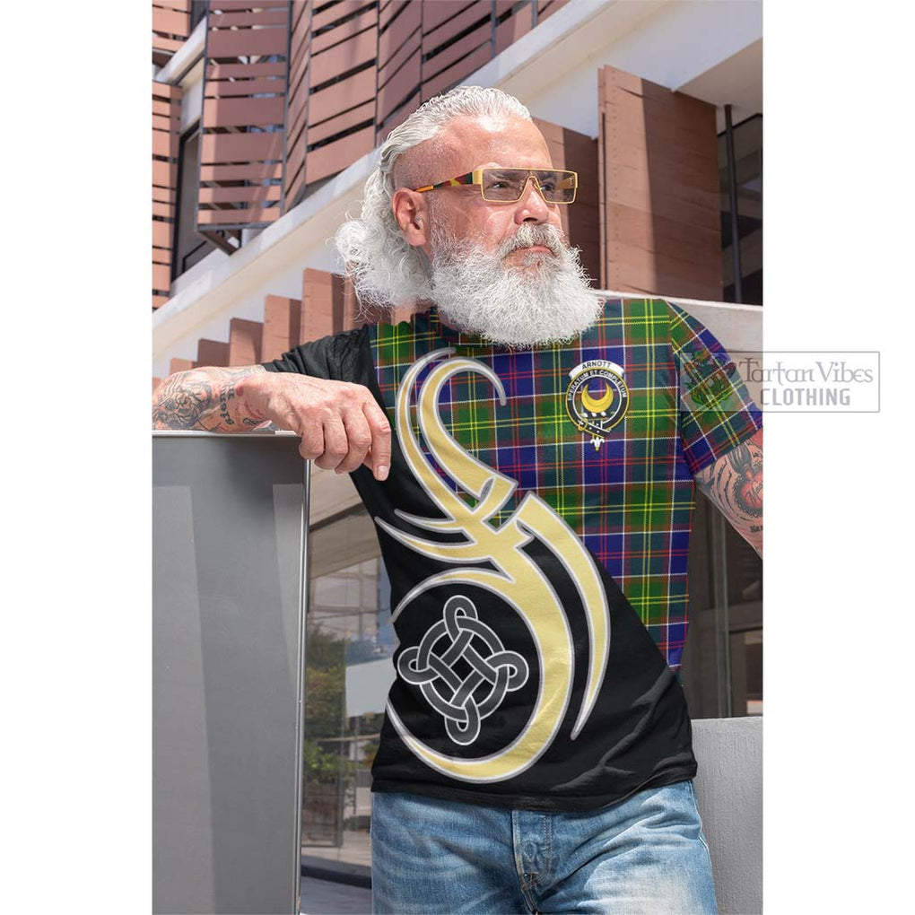 Arnott Tartan Cotton T-shirt with Family Crest and Celtic Symbol Style Men's Shirt - Tartan Vibes Clothing