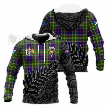 Arnott Crest Tartan Knitted Hoodie with New Zealand Silver Fern Half Style Unisex Knitted Pullover Hoodie - Tartan Vibes Clothing