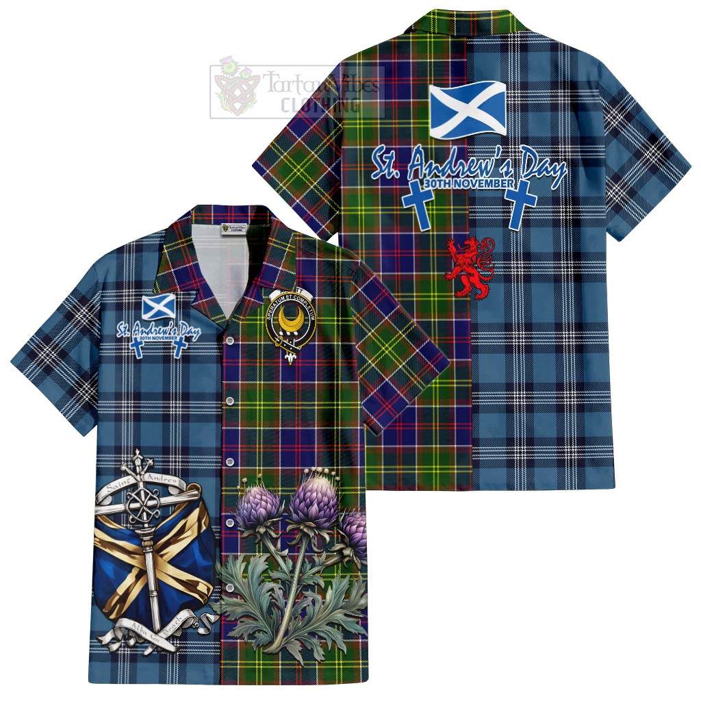 Arnott Tartan Hawaiian Shirt Happy St. Andrew's Day Half Tartan Style Kid - Tartan Vibes Clothing