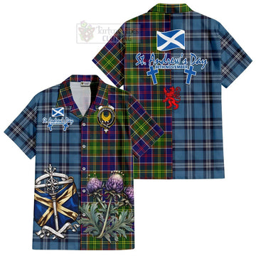 Arnott Tartan Hawaiian Shirt Happy St. Andrew's Day Half Tartan Style Kid - Tartan Vibes Clothing