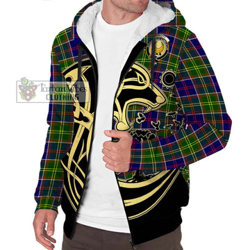 Arnott Tartan Sherpa Hoodie with Family Crest Celtic Wolf Style Unisex S - Tartan Vibes Clothing