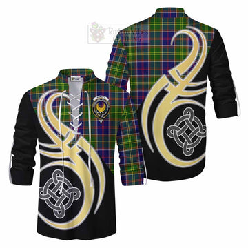 Arnott Tartan Ghillie Kilt Shirt with Family Crest and Celtic Symbol Style Men - Tartan Vibes Clothing