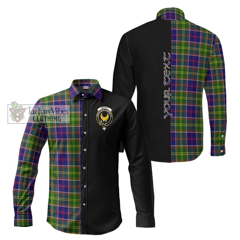 Arnott Tartan Long Sleeve Button Shirt with Family Crest and Half Of Me Style Men's Shirt S - Tartanvibesclothing Shop