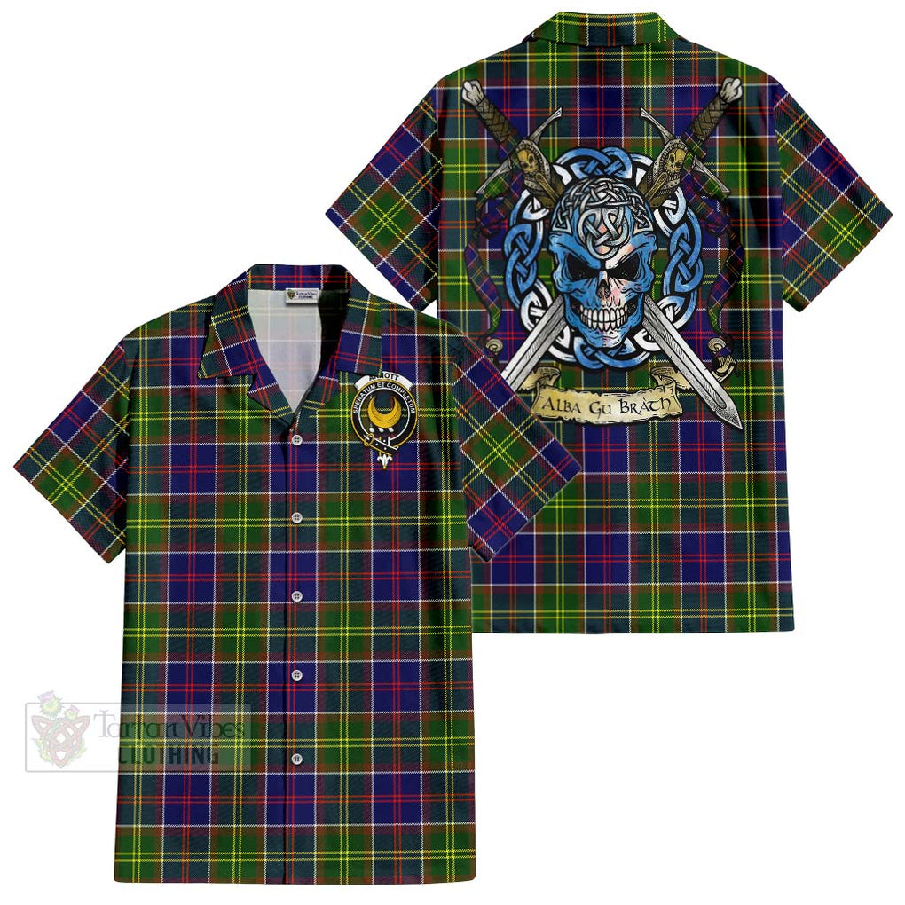 Arnott Tartan Hawaiian Shirt with Family Crest Celtic Skull Style Kid - Tartan Vibes Clothing