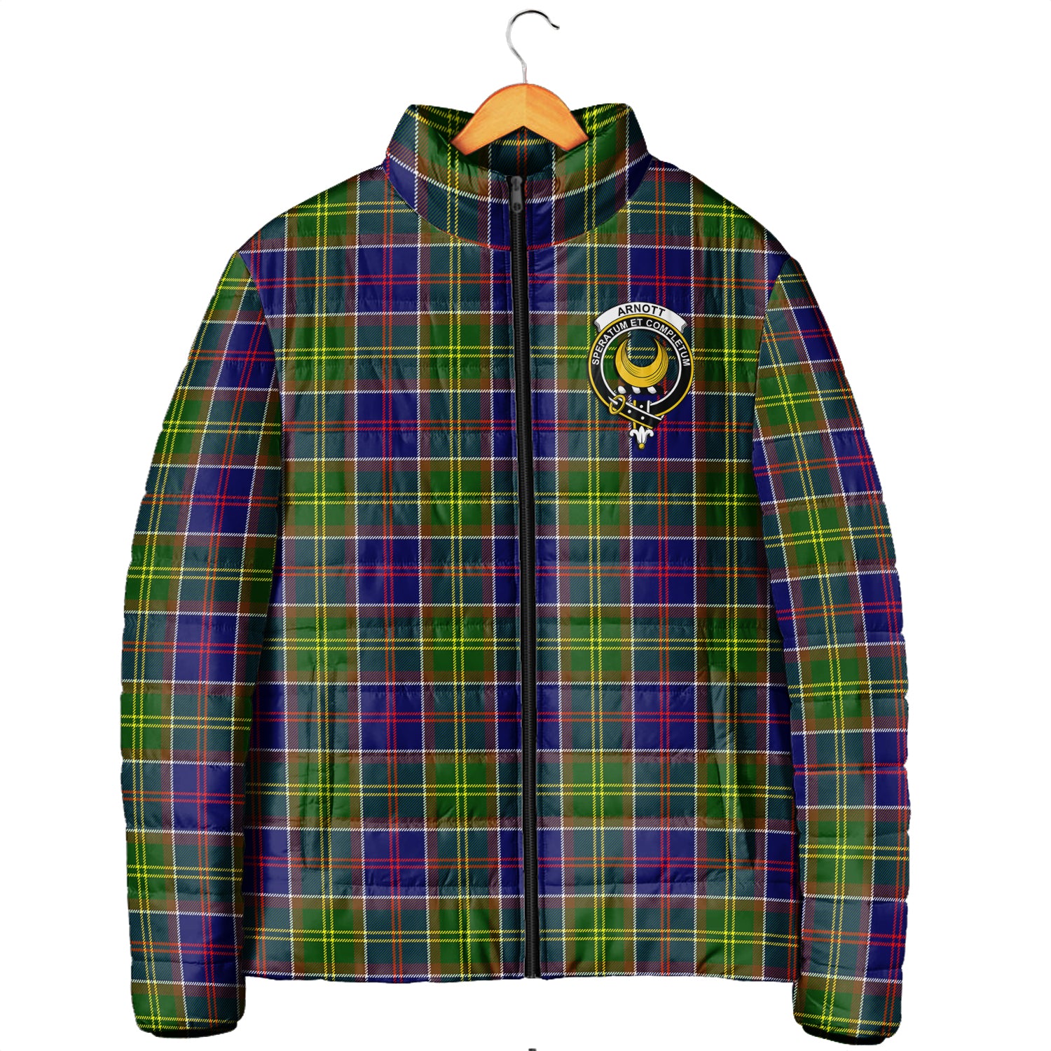 Arnott Tartan Padded Jacket with Family Crest Men's Padded Jacket - Tartan Vibes Clothing
