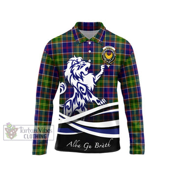 Arnott Tartan Long Sleeve Polo Shirt with Alba Gu Brath Regal Lion Emblem Unisex - Tartan Vibes Clothing