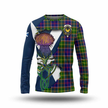 Tartan Vibes Clothing Arnott Tartan Family Crest Long Sleeve T-Shirt Scottish Thistle Celtic Inspired