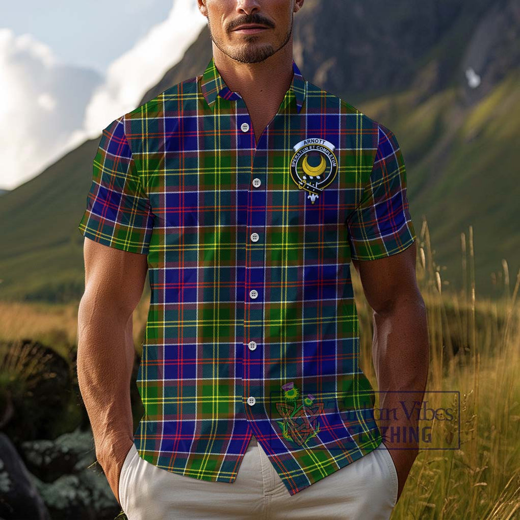 Arnott Tartan Cotton Hawaiian Shirt with Family Crest Kid - Tartan Vibes Clothing