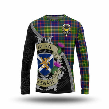 Arnott Tartan Family Crest Long Sleeve T-Shirt Lion Rampant Royal Thistle Shield Celtic Inspired Unisex - Tartan Vibes Clothing