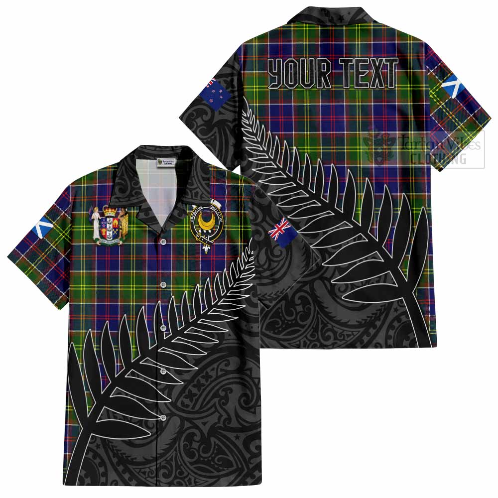 Arnott Crest Tartan Hawaiian Shirt with New Zealand Silver Fern Half Style Kid - Tartan Vibes Clothing