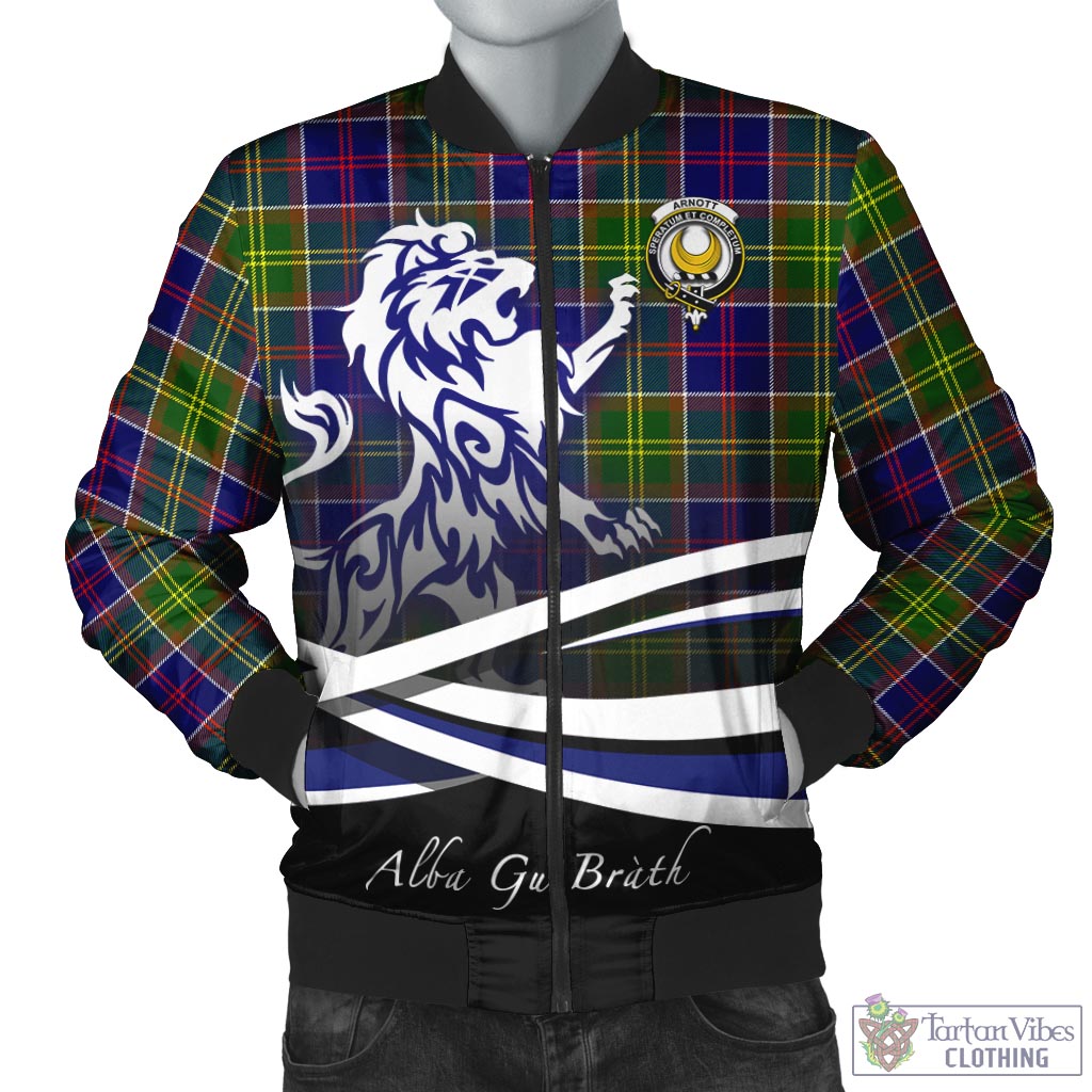 Arnott Tartan Bomber Jacket with Alba Gu Brath Regal Lion Emblem Unisex - Tartan Vibes Clothing