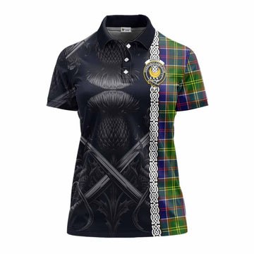Arnott Tartan Women's Polo Shirt with Family Crest Cross Sword Thistle Celtic Vibes Women - Tartan Vibes Clothing