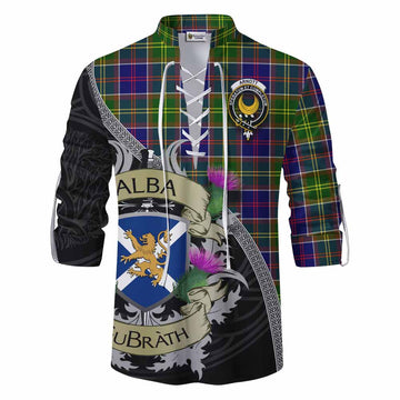 Arnott Tartan Family Crest Ghillie Kilt Shirt Lion Rampant Royal Thistle Shield Celtic Inspired Men - Tartan Vibes Clothing