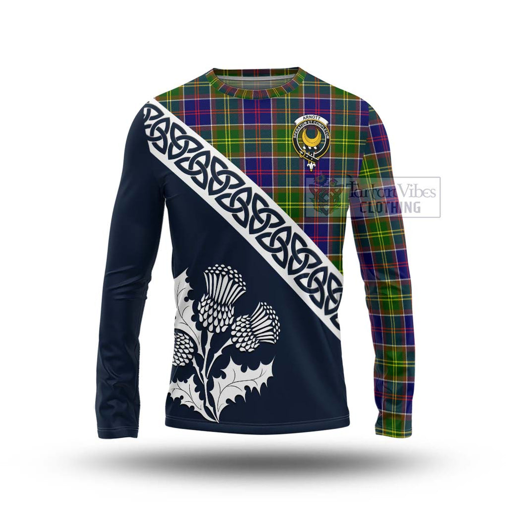 Arnott Tartan Long Sleeve T-Shirt Featuring Thistle and Scotland Map Unisex - Tartan Vibes Clothing