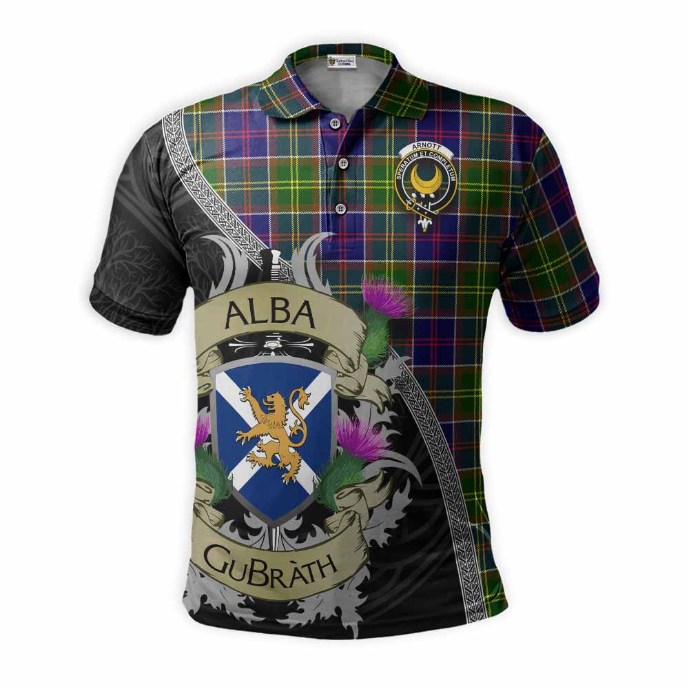 Tartan Vibes Clothing Arnott Tartan Family Crest Polo Shirt Lion Rampant Royal Thistle Shield Celtic Inspired