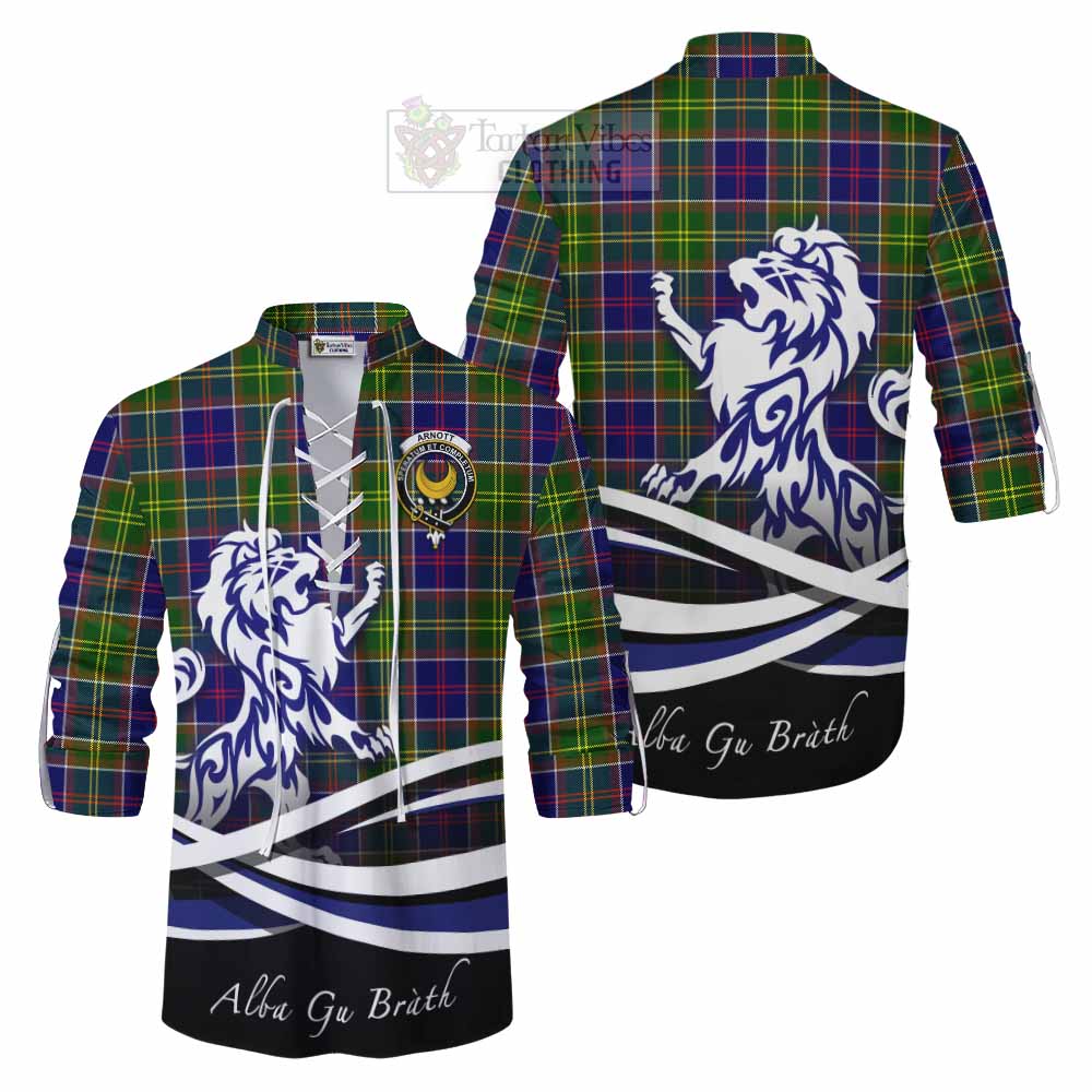 Arnott Tartan Ghillie Kilt Shirt with Alba Gu Brath Regal Lion Emblem Men - Tartan Vibes Clothing