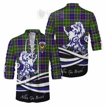 Arnott Tartan Ghillie Kilt Shirt with Alba Gu Brath Regal Lion Emblem Men - Tartan Vibes Clothing