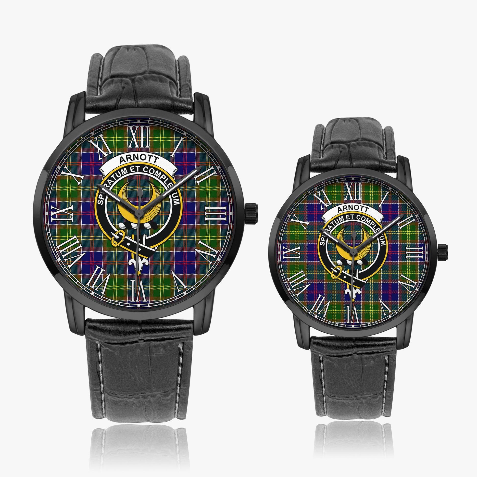 Arnott Tartan Family Crest Leather Strap Quartz Watch Wide Type - Tartan Vibes Clothing